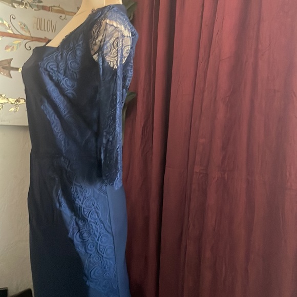 Missmay Retro Gorgeous City Stretchy Navy Blue Lace Bodycon Dress size medium* - Picture 13 of 15